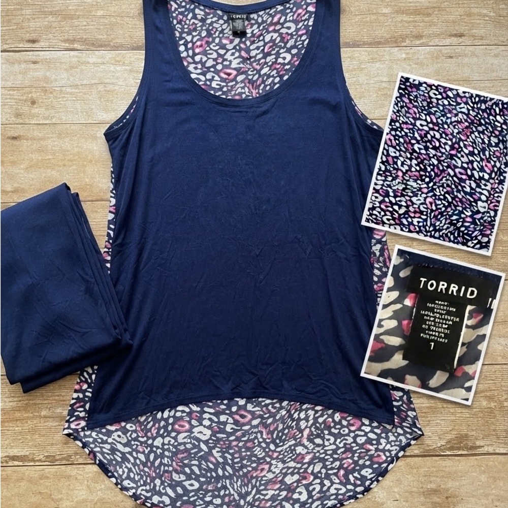 torrid Navy Reversible Tank with Pink & White Leopard Print